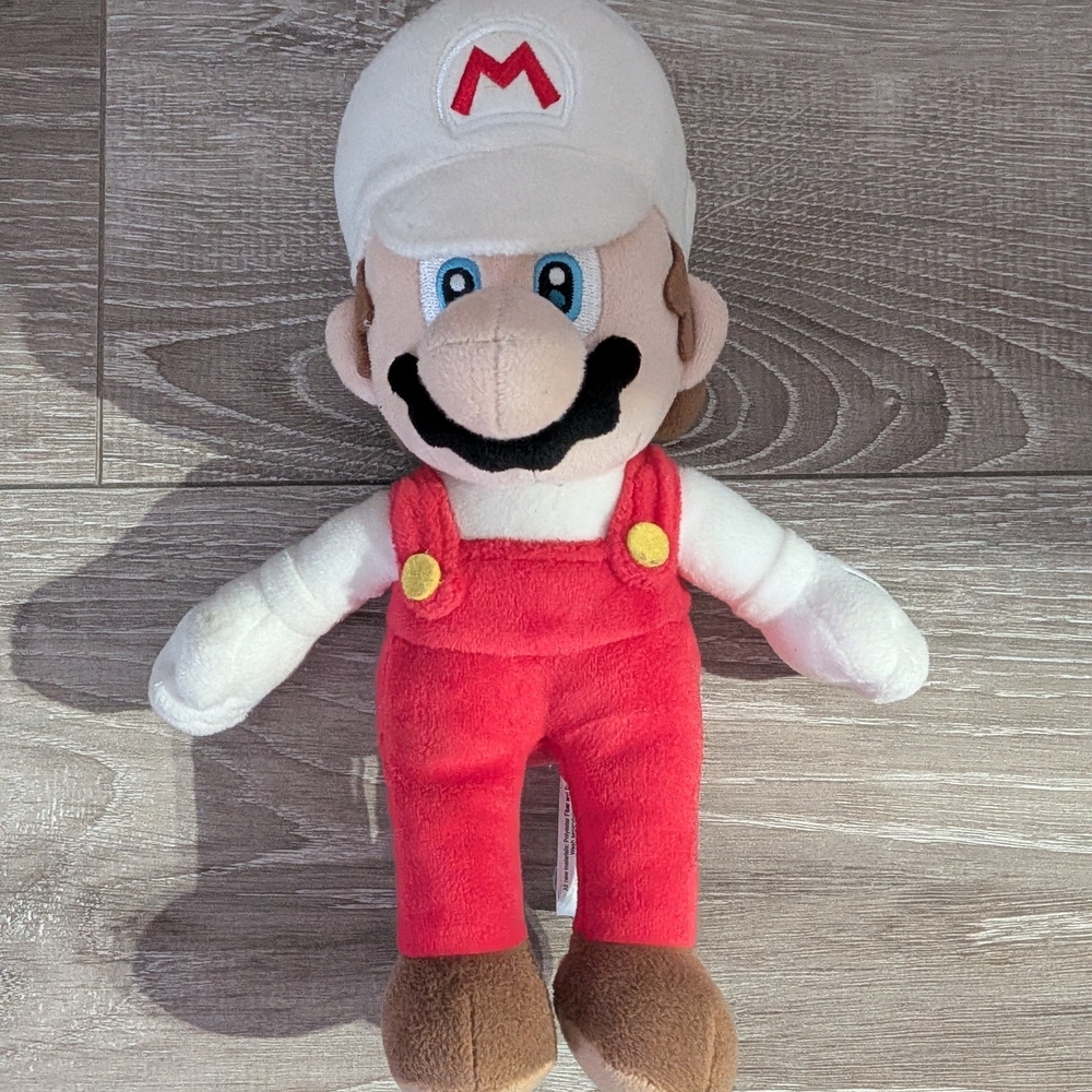 Super Mario Bros Fire Mario Plush Stuffed Toy Figure 9" Red White Little Buddy